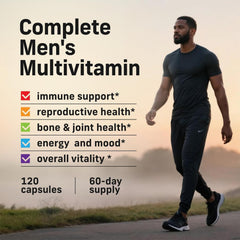 Alpha Tribe men’s multivitamin bottle with black seed oil supports immune wellness.