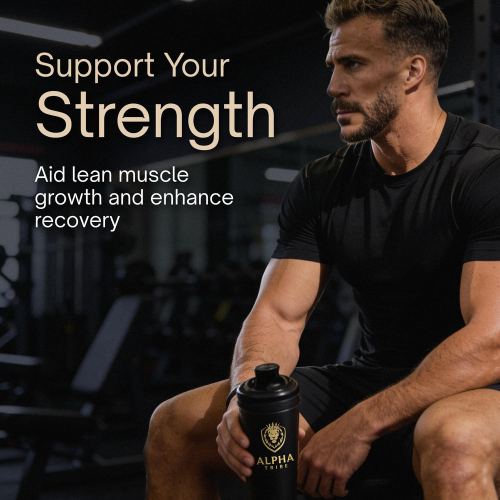 Alpha Tribe Test Protocol gym scene suggests improved performance and stamina.