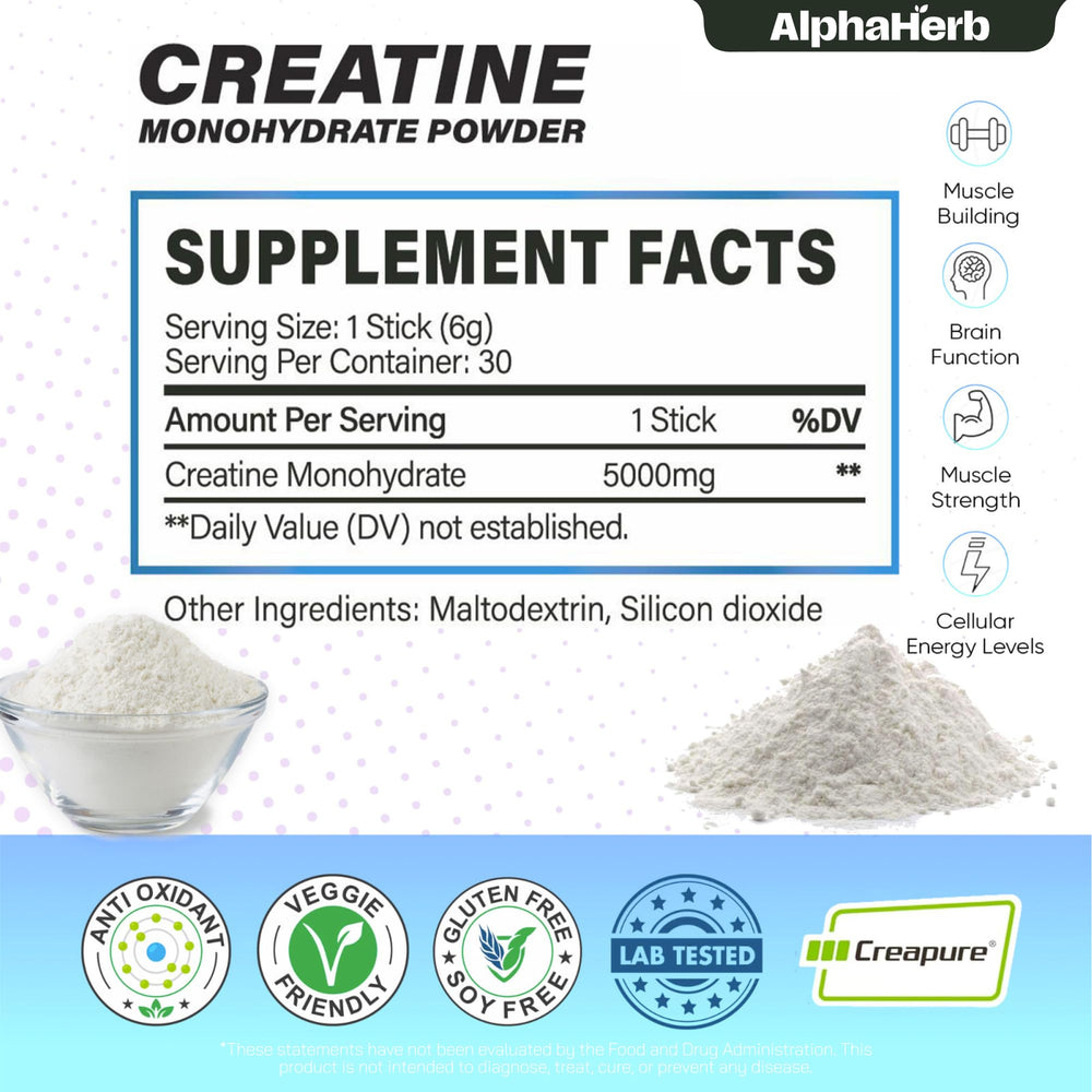 AlphaHerb creatine monohydrate pure unflavoured formula blending smoothly.