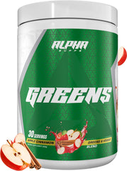 Alpha Supps Alpha Greens bottle Apple Cinnamon for easy daily greens and lifestyle support.