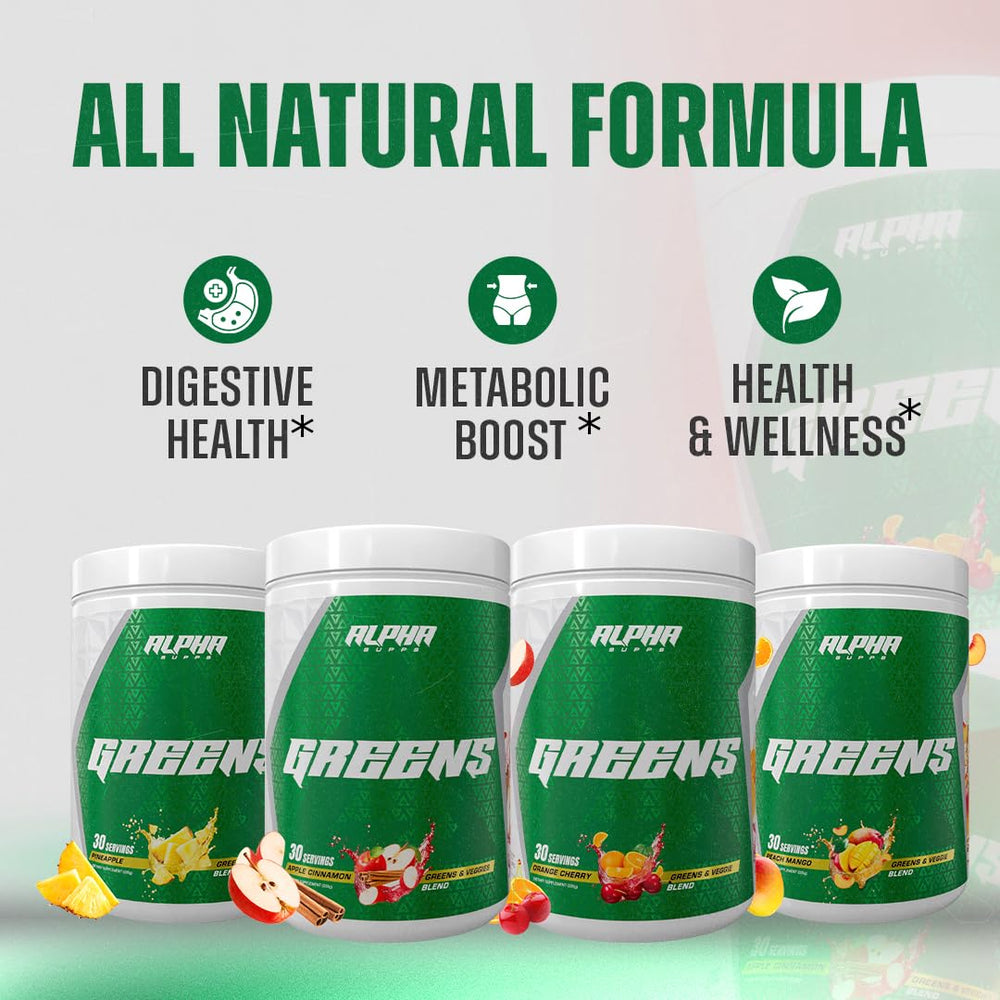 Alpha Greens prebiotic Inulin focus emphasizes gut microbiome nourishment.