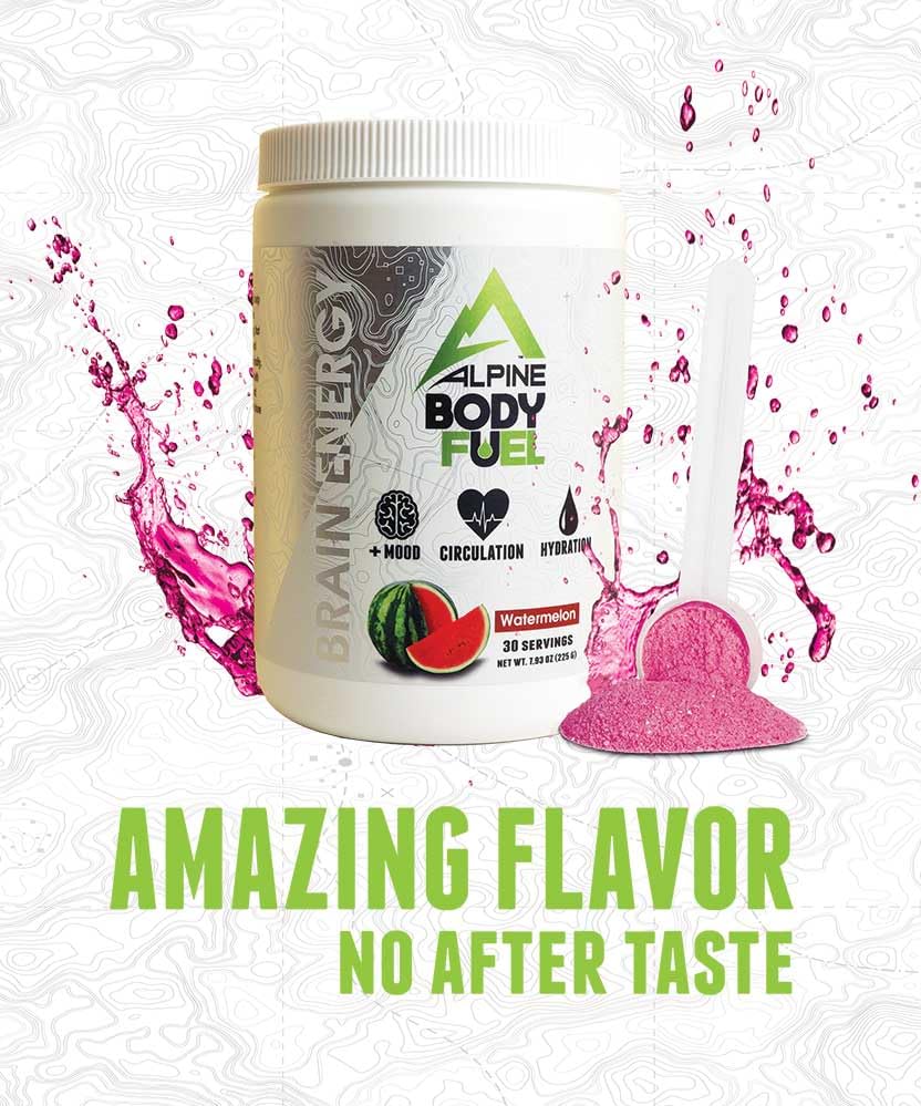 Alpine Innovations Body Fuel Tropical Pineapple scoop highlighting tropical flavor and alertness.