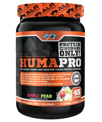 ALR Industries Humapro bottle with apple-pear flavor supports quick amino acid delivery for workouts.