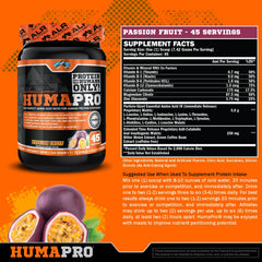 Humapro powder close-up highlighting ultra-concentrated amino blend for efficient nutrition.