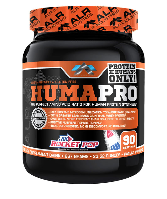ALR Industries Humapro bottle presents a vegan gluten-free amino acid matrix for lean muscle support.