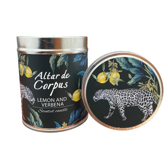 Altar de Corpus lemon-verbena-14oz candle with a strong citrus aroma for home use