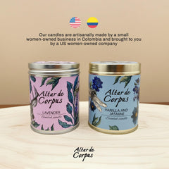 Room ambience with Altar de Corpus candle creates tropical warmth and glow