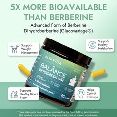Altavida Dihydroberberine capsules closeup highlighting convenient capsules for ongoing support.