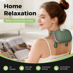 Altoance wireless neck massager in use for hands-free comfort at a desk.