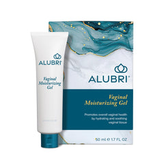 Alubri Vaginal Moisturizing Gel packaging shown for discreet storage and easy access.
