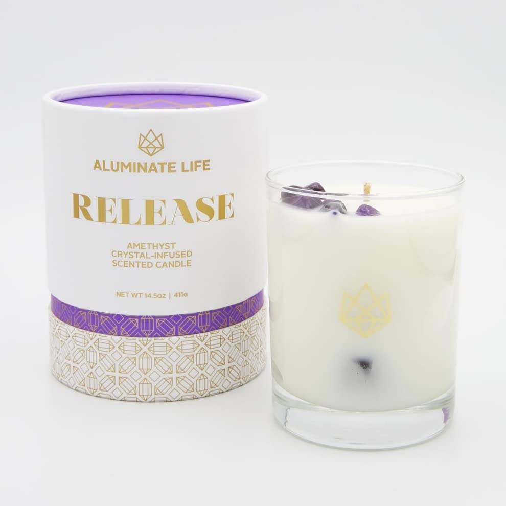 Aluminate Life lavender-bergamot-frankincense scented candle for calming evenings.