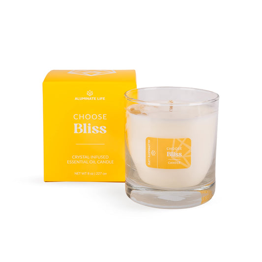 Aluminate Life 8 oz luxury candle in a glass jar for ambient lighting