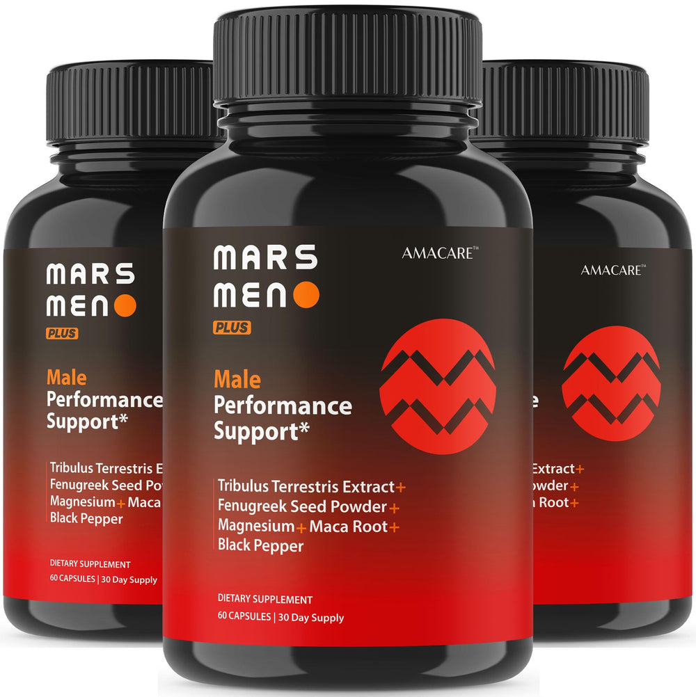 AMACARE Mars Men Plus packaging shows a convenient 3-pack for daily use.