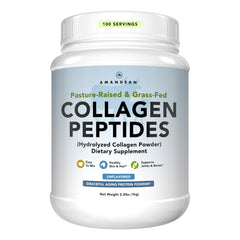AMANDEAN Collagen Powder 1kg jar on kitchen counter, grass-fed quality for everyday use