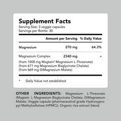 AMANDEAN Magtein dosage card showing 270 mg elemental magnesium per dose.