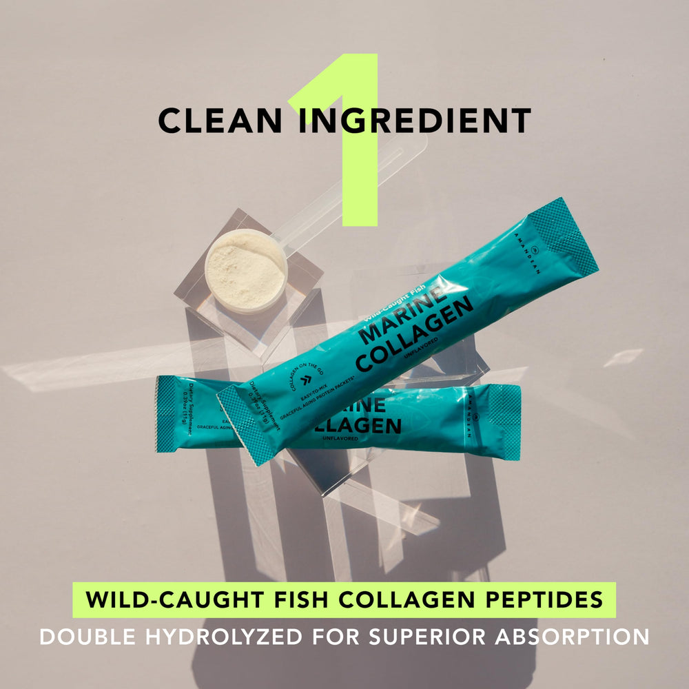 AMANDEAN Marine Collagen Packets single-serve pouch ready for daily use.