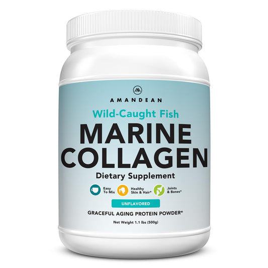 AMANDEAN Marine Collagen bottle ready for daily use to support skin and hair