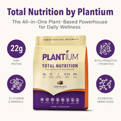 AMAXI Plantium Total Nutrition canister back, showcasing ingredients and nutrient details for informed choices.