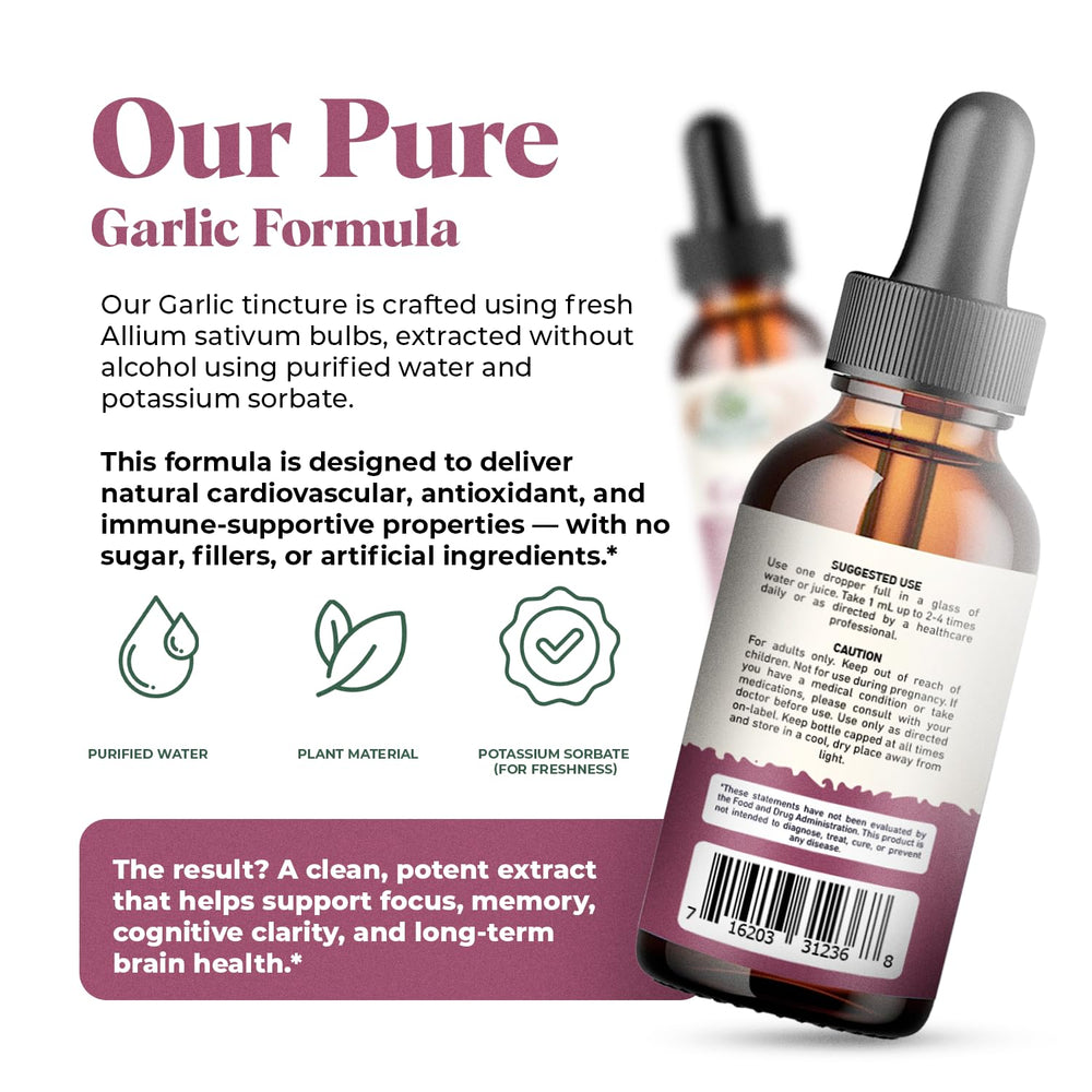 Amazing Botanicals Garlic Tincture 1% allicin badge highlights active component
