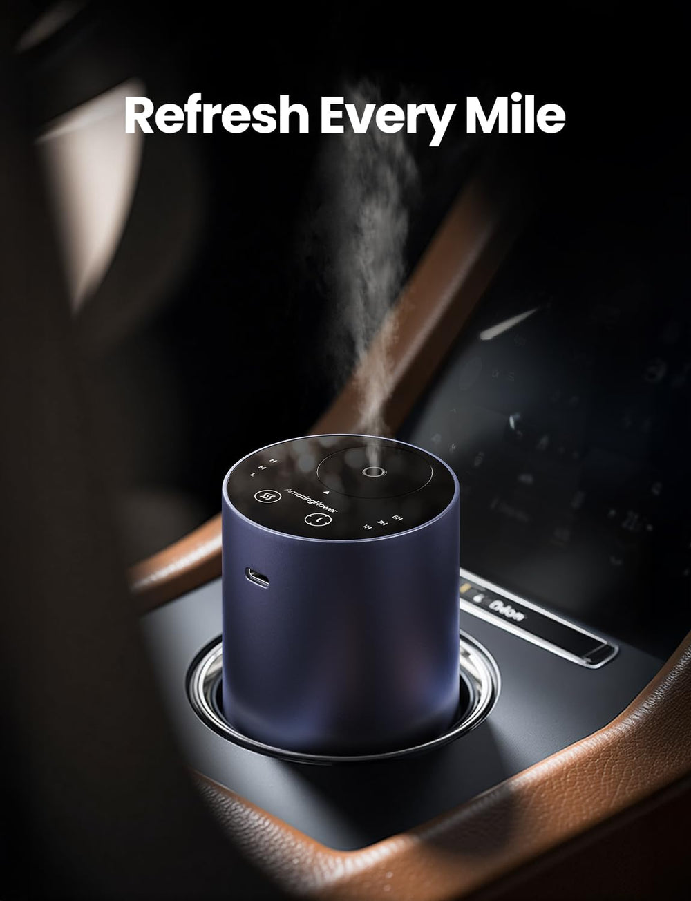 AMAZING FLOWER waterless diffuser car-friendly, cup-holder compatibility for travel