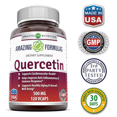 Amazing Formulas Quercetin 500 Mg product packaging on shelf for convenient shopping.
