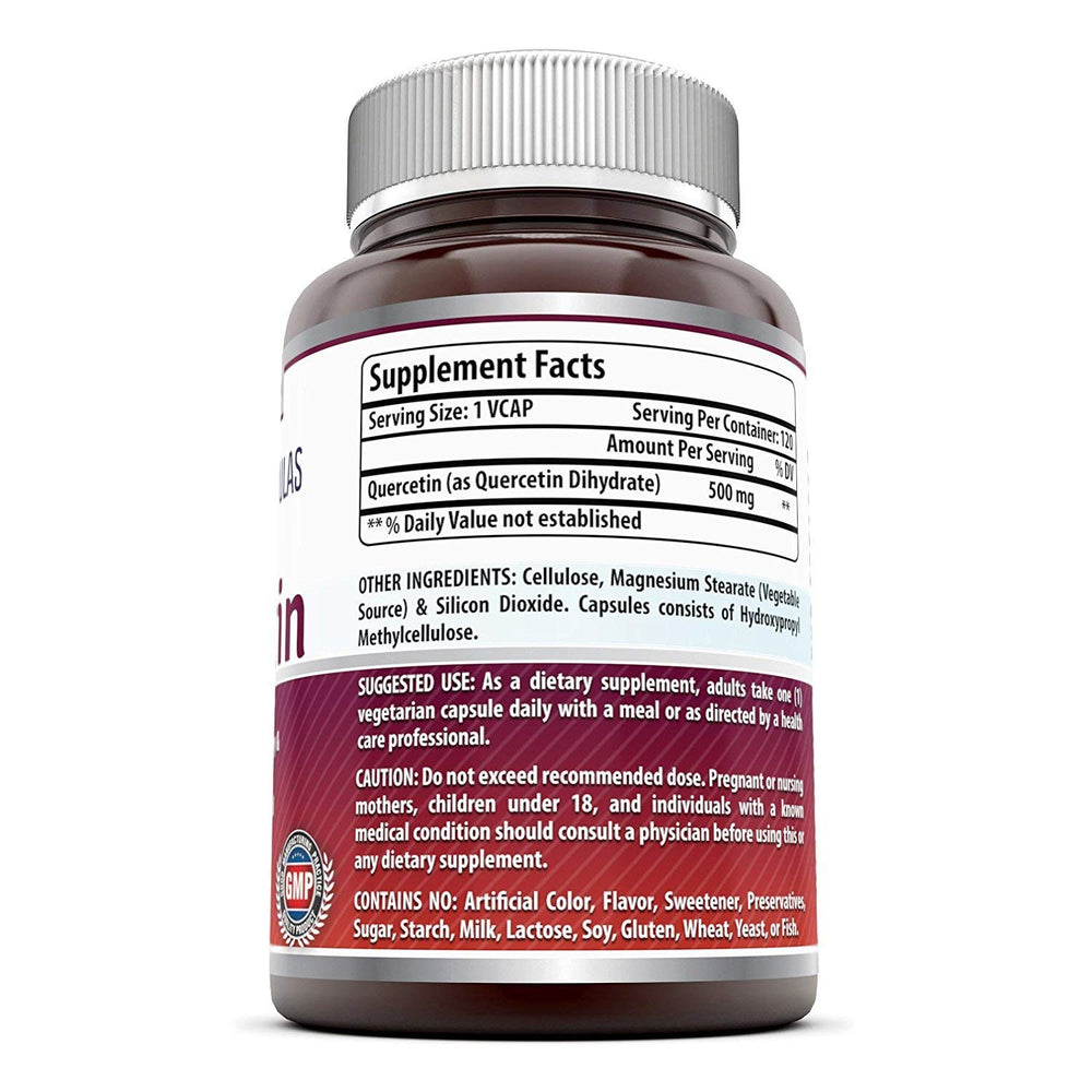 Amazing Formulas Quercetin 500 Mg veggie capsules arranged for daily use.