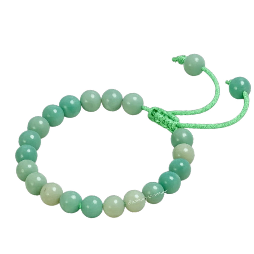 Amazing Gemstone Amazonite Bracelet close-up beads showing natural color variations