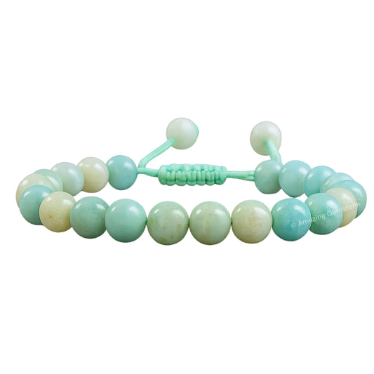 Amazing Gemstone Amazonite Bracelet main shot with 8mm beads for everyday wear
