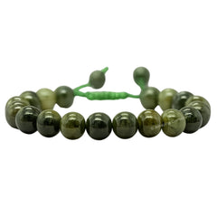 Amazing Gemstone Chrome Diopside Bracelet close-up 8mm beads for grounding.