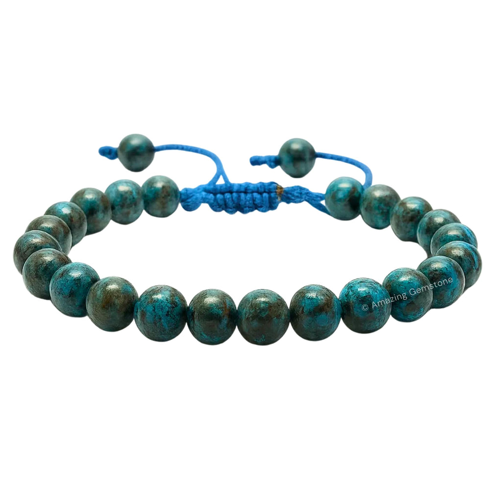 Amazing Gemstone Chrysocolla bracelet with 8mm beads for everyday wear and calm focus