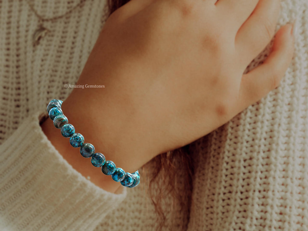 Amazing Gemstone Chrysocolla bracelet styled as a thoughtful gift-ready option