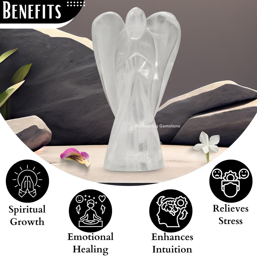 Amazing Gemstone Clear Quartz Angel on display enhances meditation and reflection.