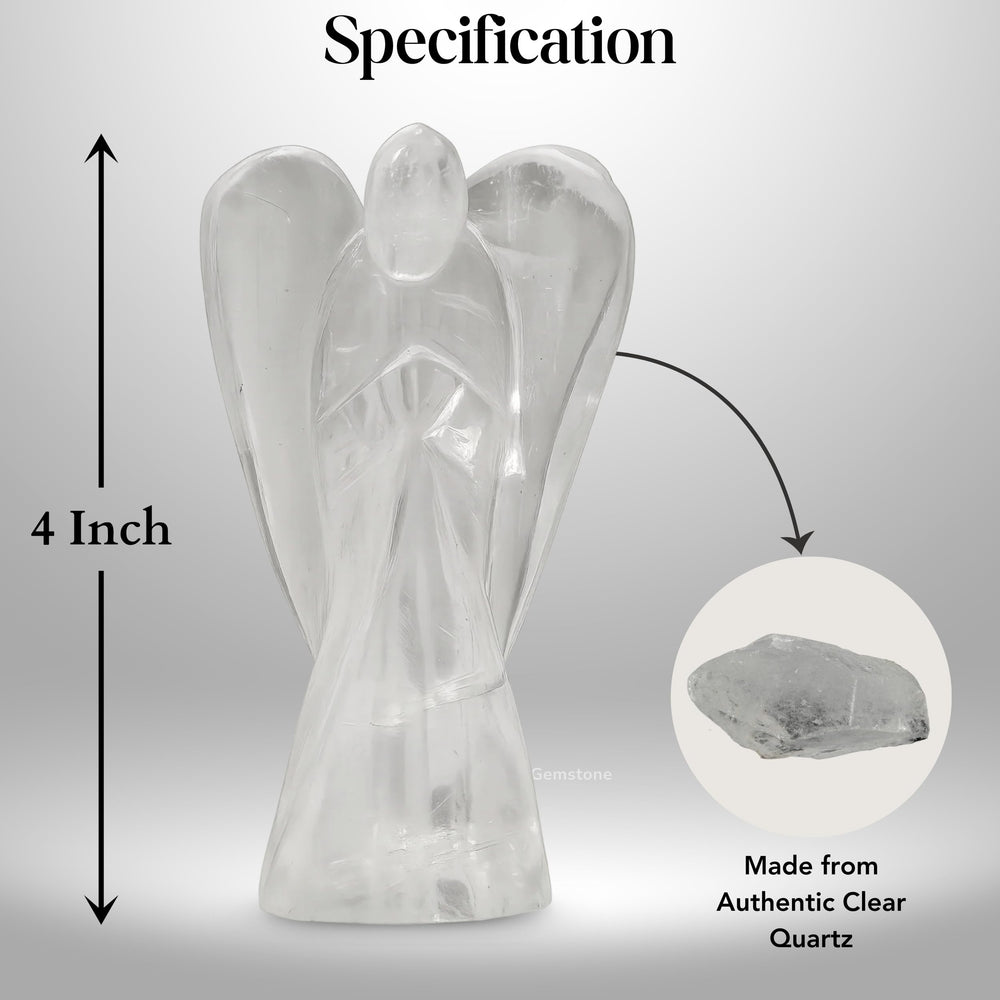 Amazing Gemstone Clear Quartz Angel with velvet pouch ready for gifting.