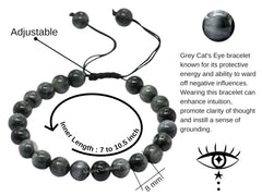Amazing Gemstone Grey Cats Eye Bracelet in zip bag for secure gifting.