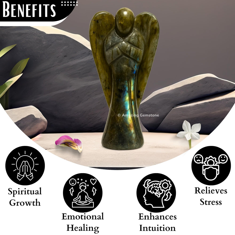 Amazing Gemstone Labradorite Angel hand-sorted quality signals authenticity and care