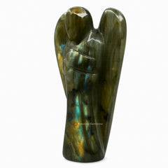 Amazing Gemstone Labradorite Angel side view highlights 4-inch height for display