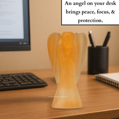 Amazing Gemstone Orange Selenite Angel includes an authenticity certificate for trust.