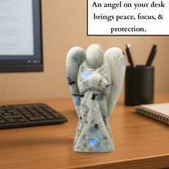 Amazing Gemstone Rainbow Moonstone Angel with authenticity certificate.