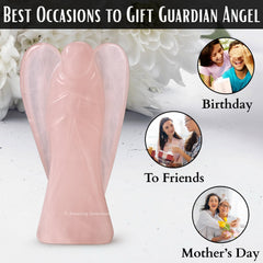 Amazing Gemstone Rose Quartz Angel displayed on a shelf for home decor