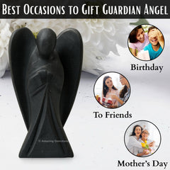 Amazing Gemstone Shungite Angel suits desk or shelf display with gentle energy.
