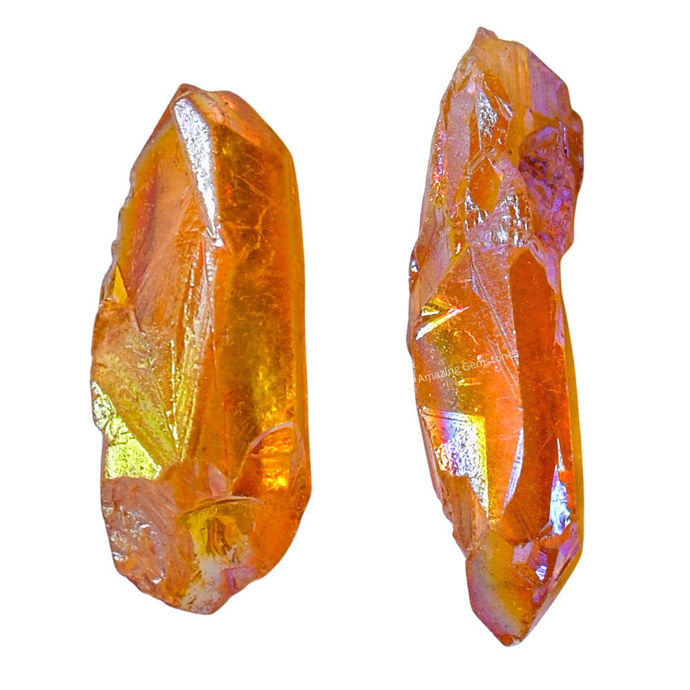 Amazing Gemstone Tangerine Aura Quartz closeup highlighting natural color and crystal texture