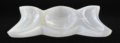 Amazing Gemstone triple moon selenite plate supports crystal energy renewal