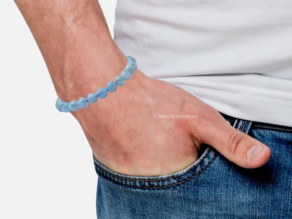 Amazing Gemstone unisex aquamarine bracelet suitable for women and men.