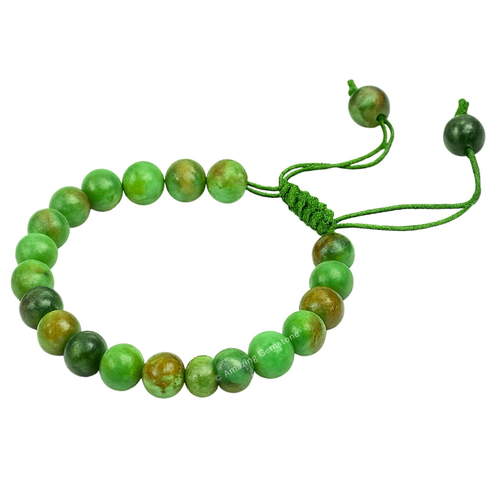 Amazing Gemstone Variscite bracelet worn on wrist, demonstrating versatile everyday style.