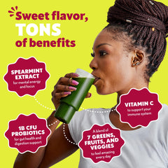 Amazing Grass Sweet Greens dissolving in water with tropical lime flavor