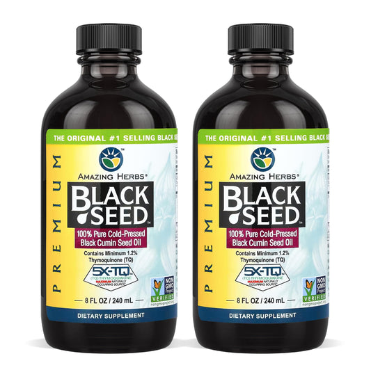 Amazing Herbs black seed oil bottle for daily wellness