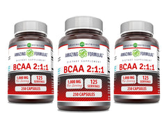Amazing Formulas BCAA capsules in bottle for daily use.