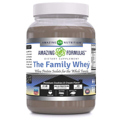 Amazing Nutrition Family Whey Isolate tub front view, ideal for family shakes
