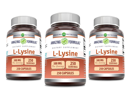 Amazing Formulas L-Lysine 500 mg bottle for daily wellness support