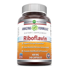 Amazing Nutrition Amazing Formulas riboflavin bottle visual shows 400 mg per serving for healthier blood